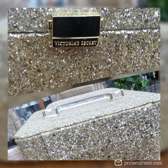 Victoria's Secret Gold Glitter Makeup Train Case - Picture 8 of 8